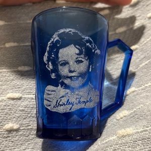 Shirley Temple cobalt blue glass.
